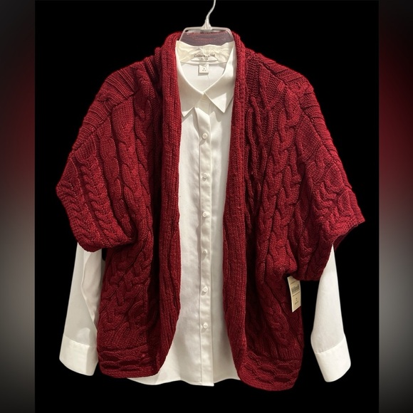Coldwater Creek Sweaters - NewColdwater Creek Medium 10-12 White Oxford Button Down with Burgundy Cardigan